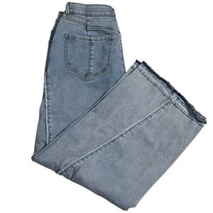 Democracy Size 10 Blue Skyrise Wide Leg Ab Solution Light Wash Stretch Jeans